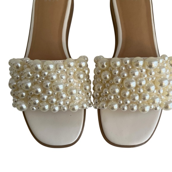 A New Day White Pearl Embellished "Nyla" Slide Sandals 6.5 - Picture 3 of 8